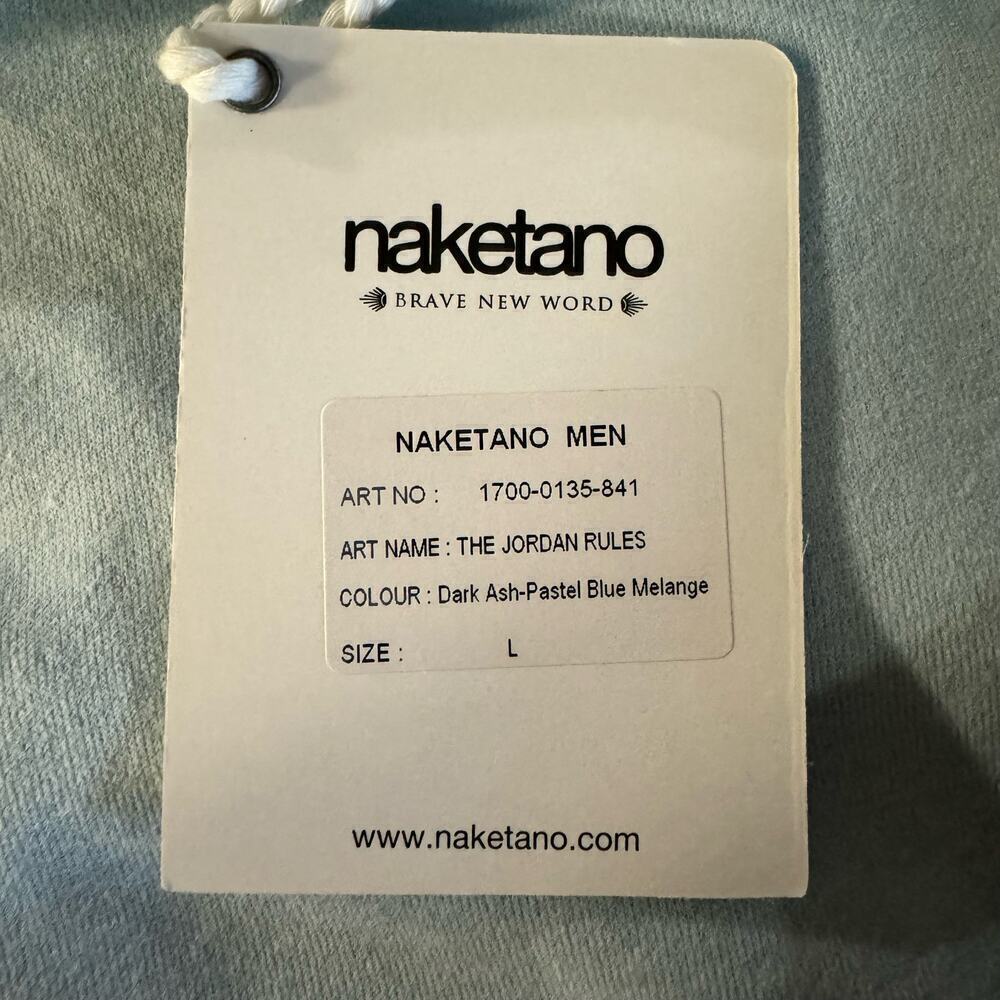 NWT Naketano The Jordan Rules Sweatshirt Dark Ash Pastel Blue Melange Large - Picture 9 of 11